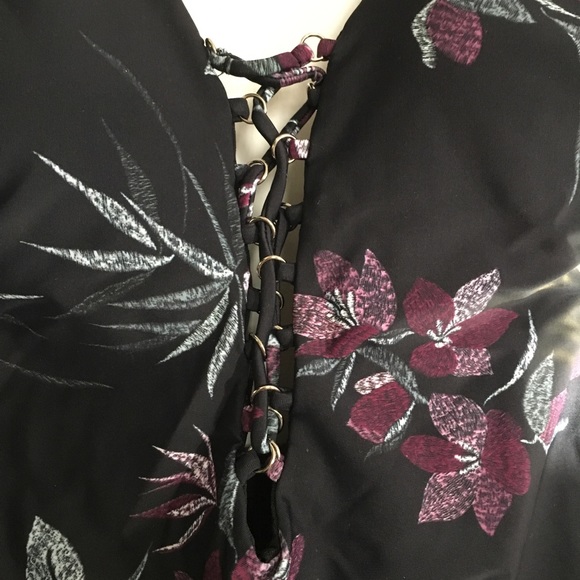 Tinibikini Floral BLACK Bathing Suit One piece - Picture 2 of 8